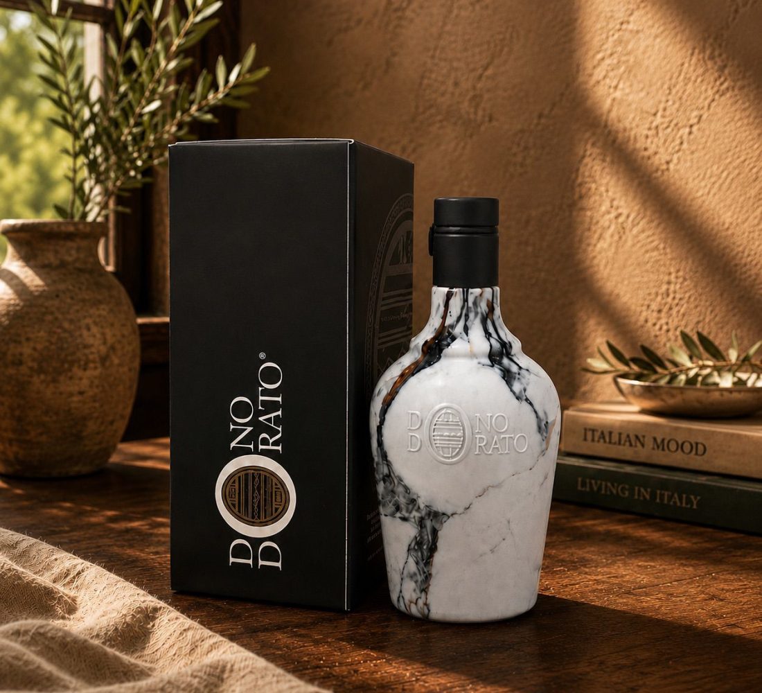 bottiglia di olio in confezione regalo